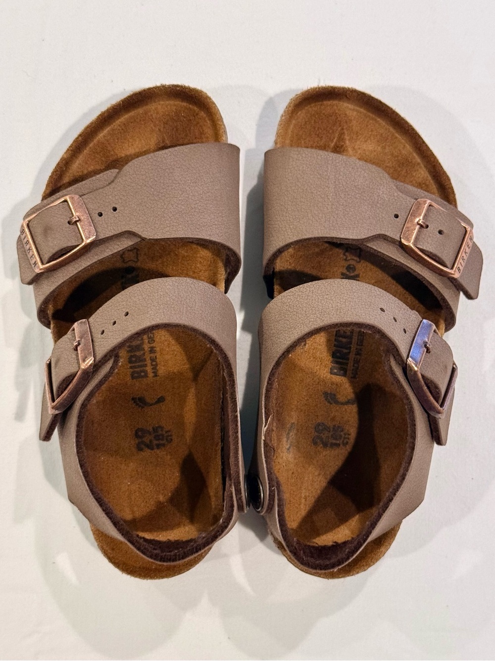 Birkenstock Kids New York Sandals Boys 11 Girls Mocha Two Straps Backstrap